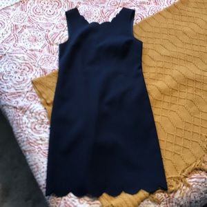 J Crew navy blue scalloped dress